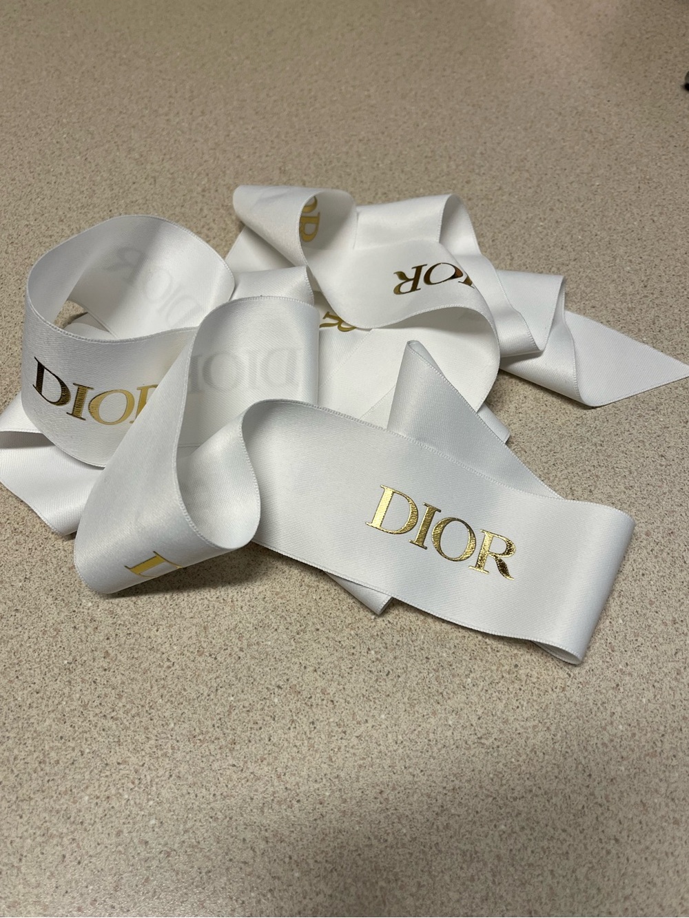 Dior White Ribbon with Gold Logo